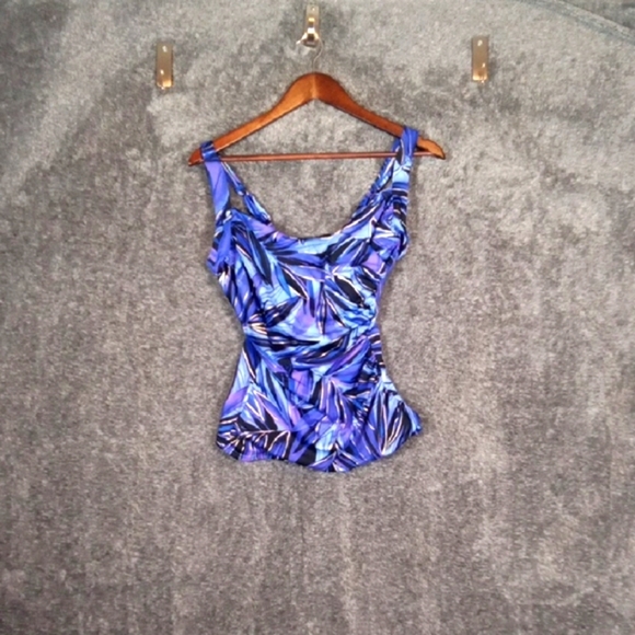 Miraclesuit Tropical Palm Shimmer Slim Tankini Top Womens Sise 10 - Picture 3 of 8